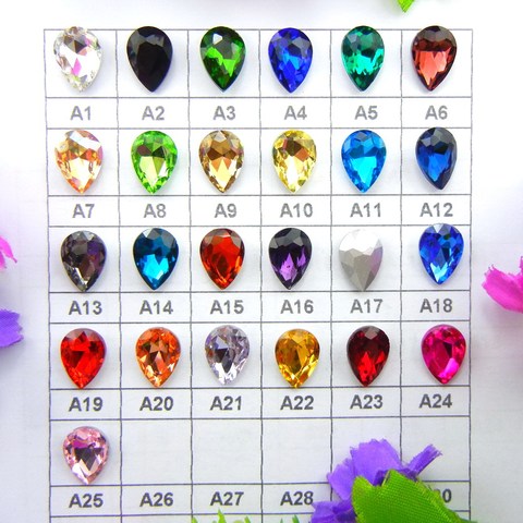 Glass Crystal 7 sizes nice colors Waterdrop water drop teardrop shape Glue on rhinestone beads handicraft Photo frame diy ► Photo 1/6