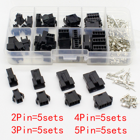 SM2.54 Kits 20 sets Kit in box 2p 3p 4p 5p 2.54mm Pitch Female and Male Header Connectors Adaptor ► Photo 1/6