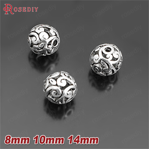 10PCS 8MM 10MM 14MM Antique Style Zinc Alloy with Leaf Vine Hollow Round Beads Spacer Beads Diy Jewelry Findings Accessories ► Photo 1/5