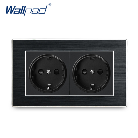 EU 2 Pin German Socket Wallpad Luxury Satin Metal Panel EU 16A Electric Wall Power Socket Electrical Outlets For Home Schuko ► Photo 1/1