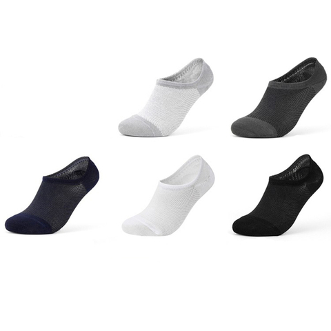 5 pairs/lot Men Bamboo Fiber Socks Invisible No Show Boat Socks Breathable Short Non-slip Sock Casual Business Soft Men's Socks ► Photo 1/6