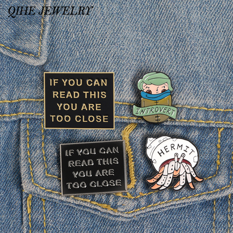 QIHE JEWELRY Introverts Enamel Pins Introvert memes Pins Funny Quote Badges Socially Awkward Lapel pin INFJ Jewelry ► Photo 1/6