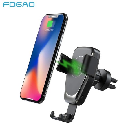 FDGAO 10W Car Mount Wireless Charger for iPhone 11 Pro XS Max XR X 8 Quick Qi Fast Charging Car Phone Holder For Samsung S10 S9 ► Photo 1/6