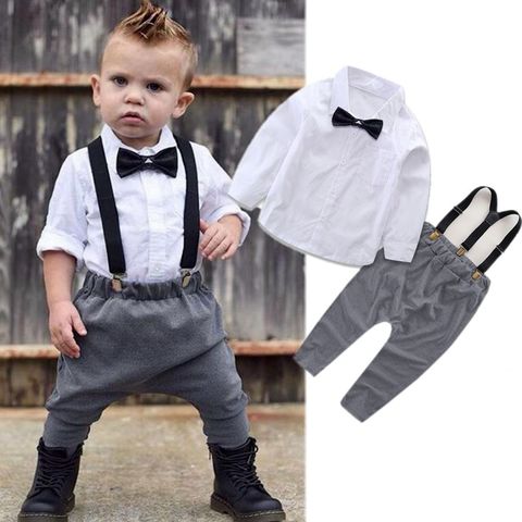 2Pcs Infant Baby Boys Little Gentleman Costume Clothes White Shirt  Tops+Overalls Suspender Trouser Outfit Set - Price history & Review |  AliExpress Seller - Angel 123 