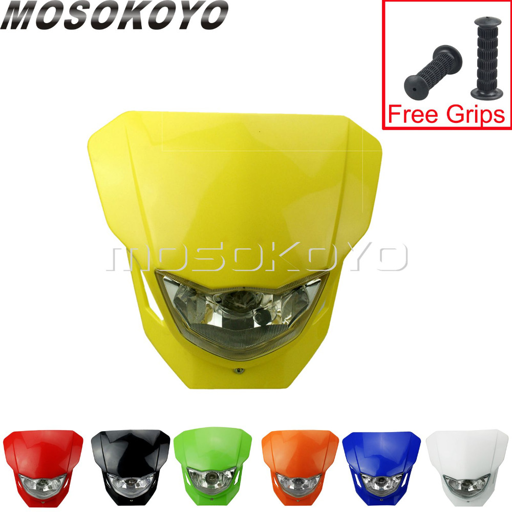 Dirt Bike Headlight Head Lamp Yellow Fairing For KTM Suzuki DRZ RM 125 250 400