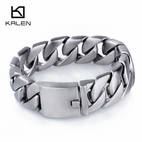 KALEN Heavy Chunky Cuban Link Chain Bracelet Jewelry High Quality Stainless Steel Brushed Matte Bracelet Men Accessories 2022 ► Photo 1/6