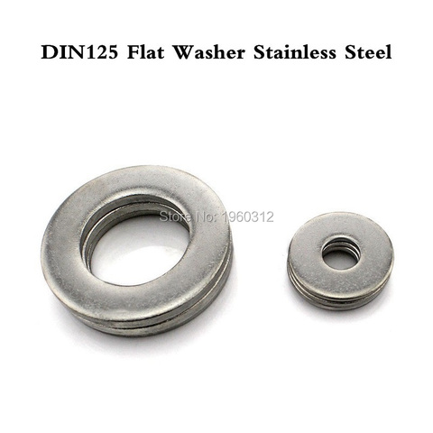 100Pcs/lot DIN125 ISO7089 M1.6 M2 M2.5 M3 M3.5 M4 M5 M6 M8 304 Stainless Steel Flat Washer Plain Washer ► Photo 1/2