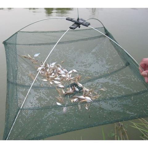 Hot New Outdoor Fishing Tools 60*60CM Folding Fishing Net Nylon Shrimp Folding Bait Net Fishing Cage Fishnet Rede De Pesca ► Photo 1/6