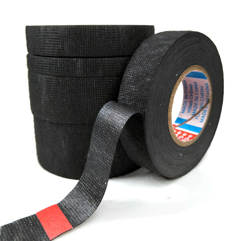 1pc Heat-resistant Adhesive Cloth Fabric Tape For Car Auto Cable Harness  Wiring Loom Protection Width 9/15/19/25/32MM Length 15M