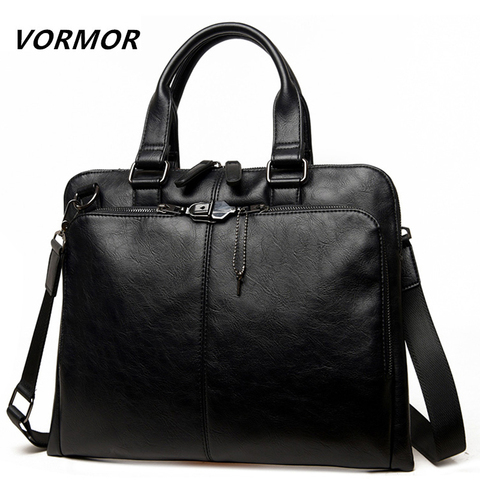 VORMOR Brand Men bag Casual men's briefcase 14 inch laptop Handbag shoulder bag PU leather men's office bags 2022 ► Photo 1/6