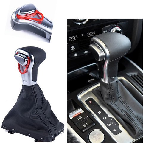 Gear Shift Knob Gaitor Boot Cover Black Leather For Audi A4 A5 Q5 A6 Car Accessories   Description: This gear shift knob gaitor ► Photo 1/6