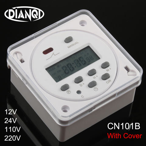 CN101B AC 12V 24V 110V 220V Digital LCD Power Timer NO NC Programmable Time Switch Relay with protective cover weekly 7days ► Photo 1/6