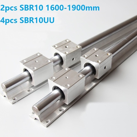 2pcs SBR10 1600mm/1700mm/1800mm/1900mm support rail linear guide + 4pcs SBR10UU linear sliding Bearing blocks for CNC router ► Photo 1/6