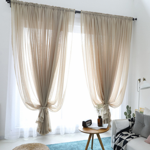 300cm Height Pure Color Curtain Living Room Window Finished Tulle Sheer Voile Curtains For Bedroom Rideaux Voilage Drapes ► Photo 1/6