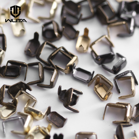 WUTA 100 set Solid Brass Leather Staples Copper Belt Loops Fastener Holder Strips Connector Holder Belt Clip Keeper Leathercraft ► Photo 1/5
