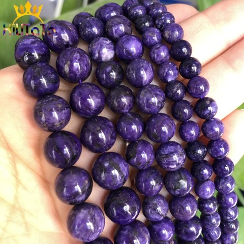 Charoite Stone Beads Round Loose Spacer Beads For Jewelry Making DIY Bracelets Necklace Accessories 15