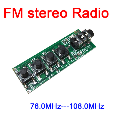 3v-12v Dual channel stereo FM radio module FM receiver module 76 -108.0MHz Sensitivity: 1.3uV for Ham Radio Amplifier ► Photo 1/5