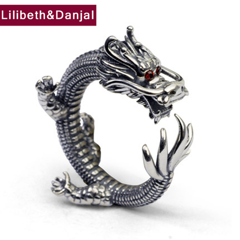 Dragon Ring 100% Real 925 Sterling Silver Fashion Jewelry For Men Women Thumb Big Finger Wholesale Vintage Thailand 2022 GR40 ► Photo 1/6