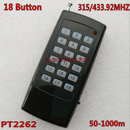 18 CH Channel Remote Control Transmitter 18 Key PT2262 RF ASK Wireless TX 315/433.92MHZ with Power Switch Remote battery case ► Photo 1/2
