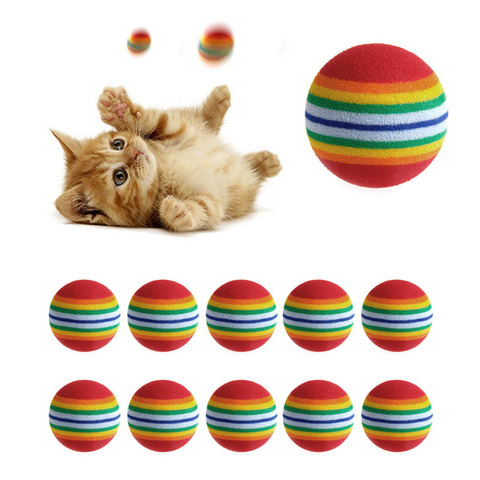 10Pcs Colorful Pet Rainbow Foam Fetch Balls Training Interactive Dog Funny Toy ► Photo 1/6