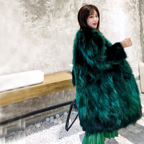 X Long Overcoat Ladies True Genuine Real Raccoon Fur Coat Factory Outlet Wholesale Price Discount Plus Size Customize ksr373 ► Photo 1/1