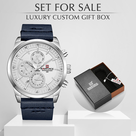 NAVIFORCE Watch Top Brand Luxury Men Waterproof Quartz Watches With Box Set For Sale Fashion Leather Calendar Analog Men Clock ► Photo 1/6