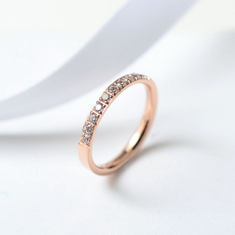 YUN RUO Rose Gold Colors AAA Zirconia Crystal Rings for Woman Man Wedding Jewelry 316 L Stainless Steel Valentine Gift Not Fade ► Photo 1/6