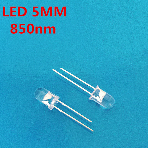 100pcs 5mm IR LED 850nm Clear Lens Infrared Diode 20mA Transparent 5 mm Through Hole Light Emitting Diode 850 nm LED Lamp ► Photo 1/1