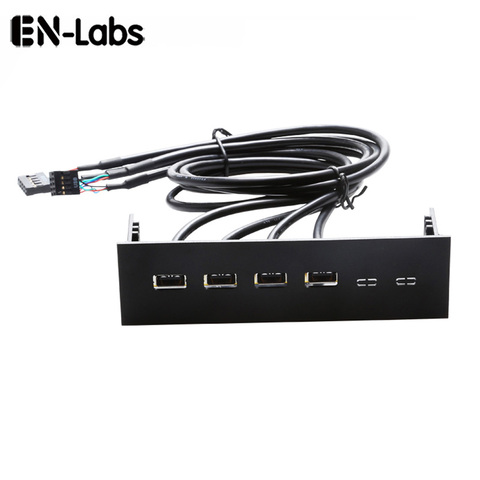 En-Labs PC 5.25 USB 3.0 USB 2.0 front panel Hub Splitter,2 Port USB 3 to 20pin, 2 Port USB 2 to 9pin Adapter -Black Plastic ► Photo 1/5
