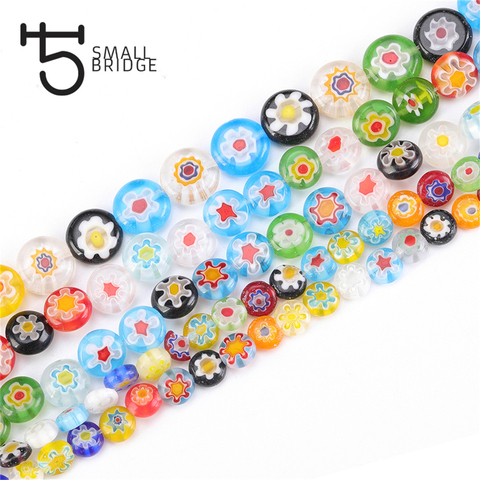 6 8 10mm Murano Lampwork Flower Beads For Jewelry Making Diy Crafts Accessories Multicolor Round Glass Beads Wholesale Q601 ► Photo 1/6