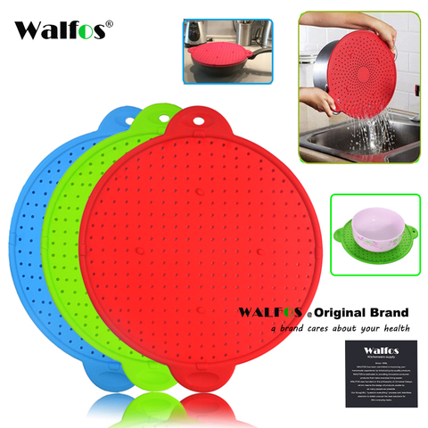 WALFOS 3 in 1 Splatter Screen Splatter Guard Kitchen Strainer Trivet Pot Lid Pan Cover Silicone Lid Spill Stopper Wash Strainer ► Photo 1/6