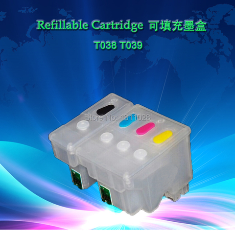 INK WAY T038 T039 Chipped Refillable ink cartridge without ink  for Stylus C41 C43 C43U C45 CX1500 CX1500v,1 SET, 2 PCS ► Photo 1/1