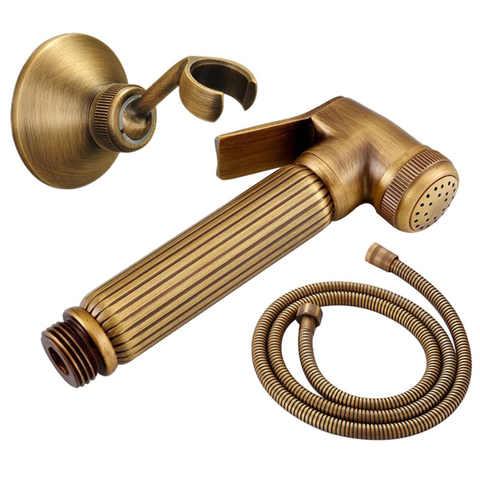 Free shipping Antique Brass Handheld Bidet Spray Shower Set Copper Bidet Sprayer Lanos Toilet Bidet Faucet Lavatory ► Photo 1/5