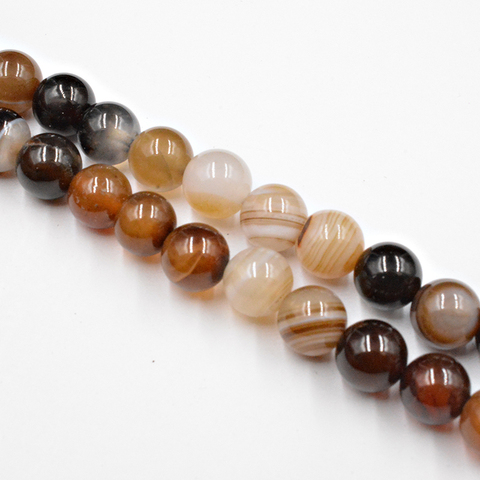 Natural Stone Coffee Brown Banded Stripe Agates Beads 4-12mm Loose Beads for Jewelry Making Charm Accessories DIY Free Shipping ► Photo 1/1