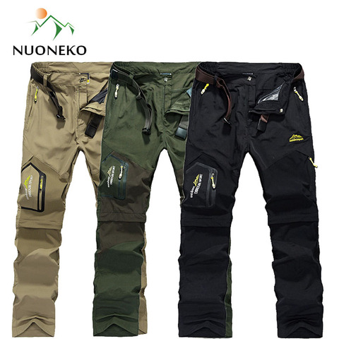 NUONEKO Quick Dry Removable Hiking Pants Outdoor 6XL Mens Summer Breathable Shorts Men Mountain Camping Trekking Trousers PN09 ► Photo 1/6