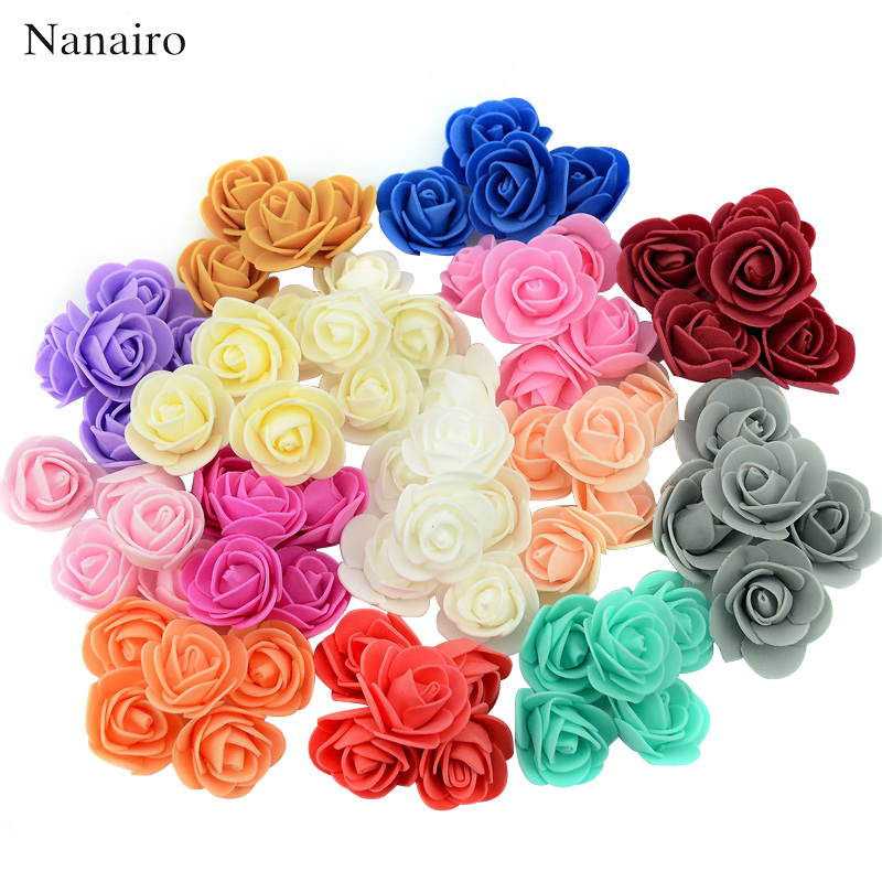 200PCS Foam Home Furnishing Artificial Rose Flower Wedding Party Decorations 