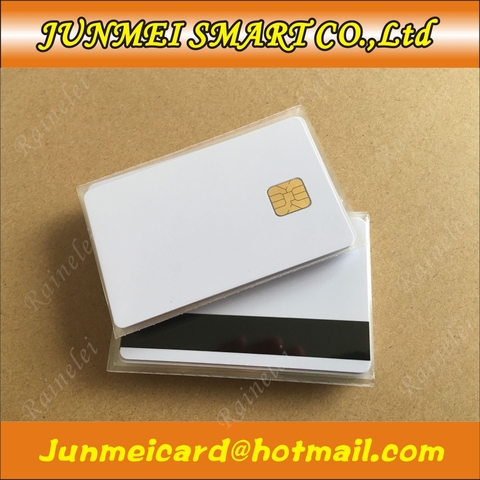 5PCS White Contact Sle4428 Chip Smart IC Blank PVC Card with 2750 OE Hi-Co Magnetic Stripe ► Photo 1/4