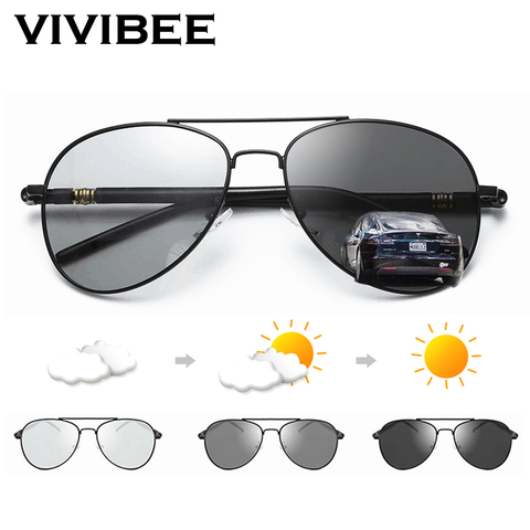 VIVIBEE Photochromic Sunglasses Mens Aviation Polarized UV400 Day and Night Vision Driving Sun Glasses Women Titanium Goggles ► Photo 1/6