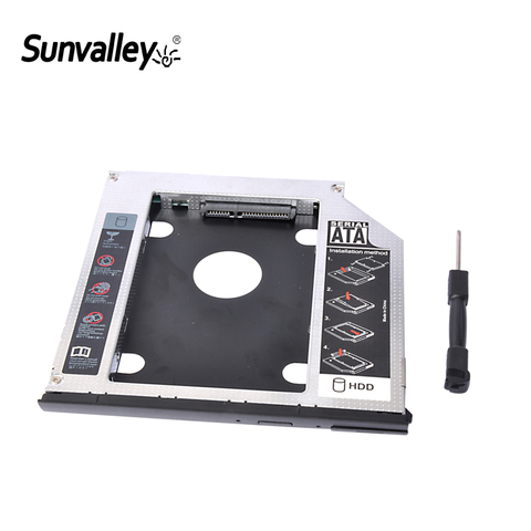 Sunvalley 2nd HDD Caddy 9.5mm SATA To SATA Aluminum SSD Drive Case DVD CD-ROM Case For Dell E6440 Laptop Notebook ► Photo 1/6