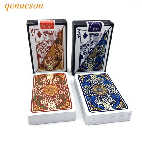 2 Sets/Lot pattern Baccarat Texas Hold'em Plastic Playing Cards Waterproof Poker Card Board Bridge Games 2.28*3.46 inch qenueson ► Photo 1/6