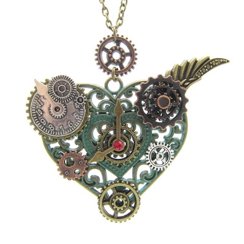 Best Seller Nice Pattern Heart Pendant with Various Gears DIY Mechanical Steampunk Necklace Vintage Jewelry ► Photo 1/5