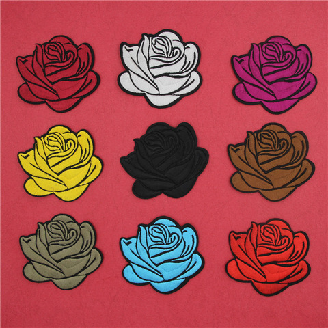 Hole Repair Red Black Rose Flower Embroidery Patches for Clothing Iron on Clothes Peony Appliques Dress Badge Stripe Sticker Diy ► Photo 1/6