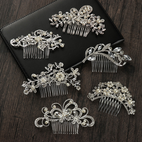 Bridesmaid Bridal Hair Comb Women Crystal Hair Ornaments Clip Leaf Pearl Hairpins Headpiece Wedding Jewelry New Hair Accessories ► Photo 1/6