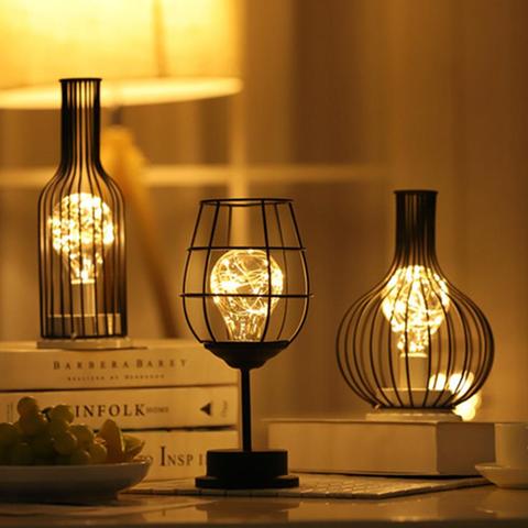 Retro Iron Table Lamp Iron Winebottle LED Light Classic Elegant Desk Lamp Innovative Night Lamp Hotel Home Decoration ► Photo 1/6