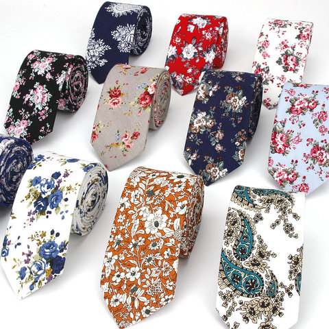 Brand New 100% Cotton Men's Paisley Print Neck Ties For Men Necktie Narrow Slim Skinny Cravate Narrow Flower Neckties Corbatas ► Photo 1/6