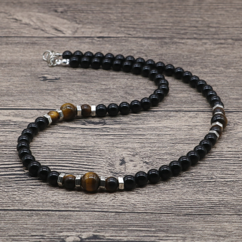 2022 Simple Natural Tiger Eye Stone Mens Bead Necklaces Surfer Unique Beaded Necklace for Men Gift For Him  SU-15 ► Photo 1/6