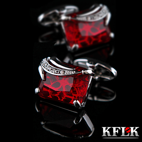 KFLK Jewelry shirt cufflinks for men's Wedding Brand cuff buttons Red Pierced cuff links High Quality abotoaduras guests ► Photo 1/6