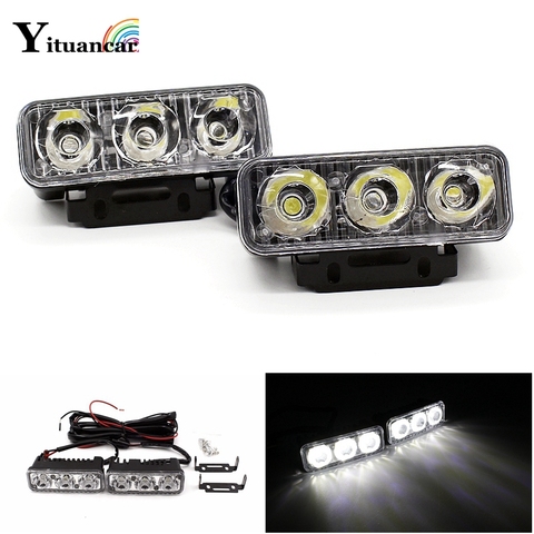 Yituancar 2X3 LEDs 9W Universal Daytime Running Light Source Styling Waterproof Aluminum DC12V White Work Lighting With Lens ► Photo 1/6