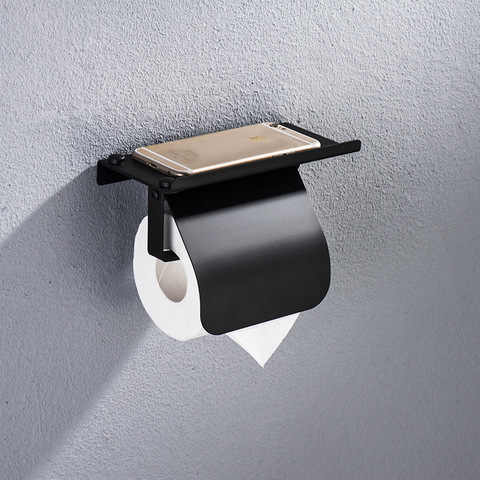 Metal Toilet Paper Holder With Shelf, Bathroom Roll Hanger, Wall