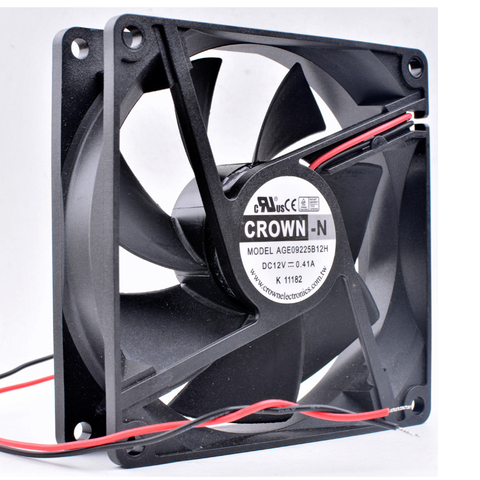 Original CROWN AGE09225B12H 9cm 9025 12V 0.41A computer chassis power cooling fan ► Photo 1/4